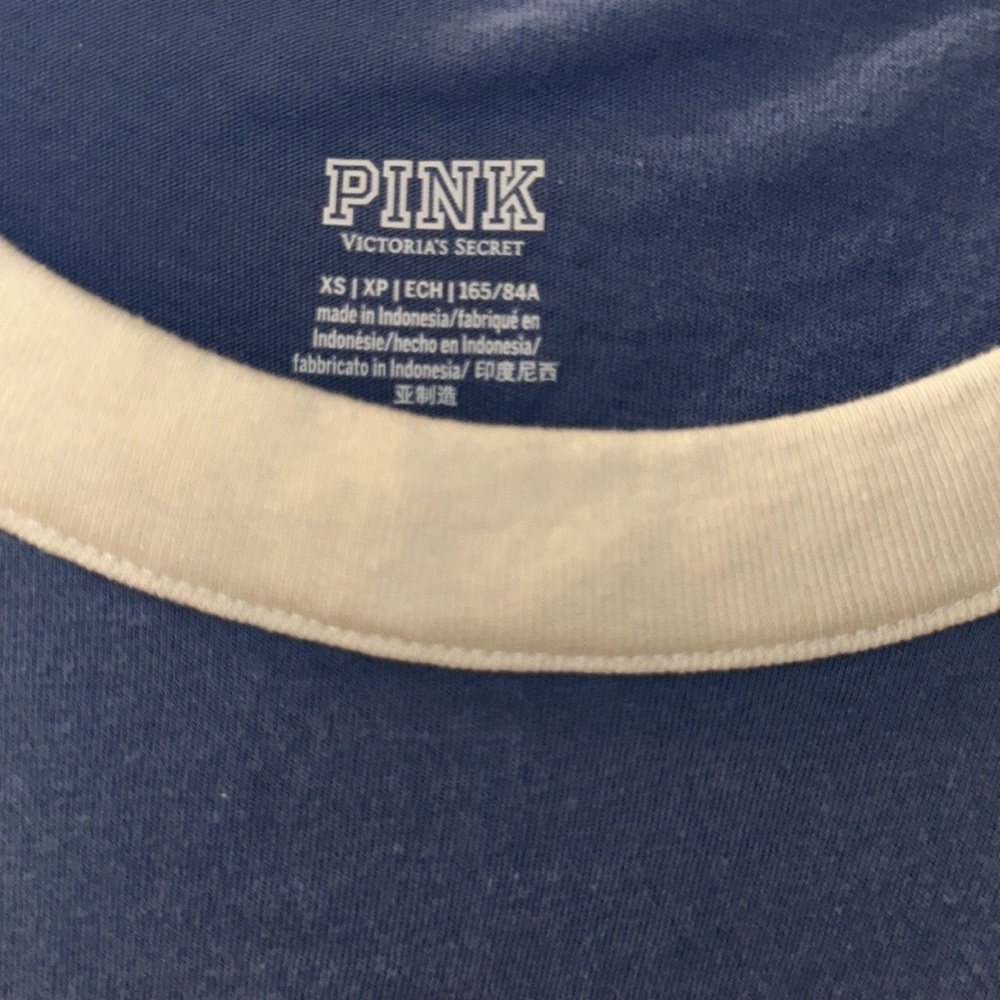 Victoria’s Secret pink campus short sleeve tee blue dawn sans logo size XS - Picture 5 of 6